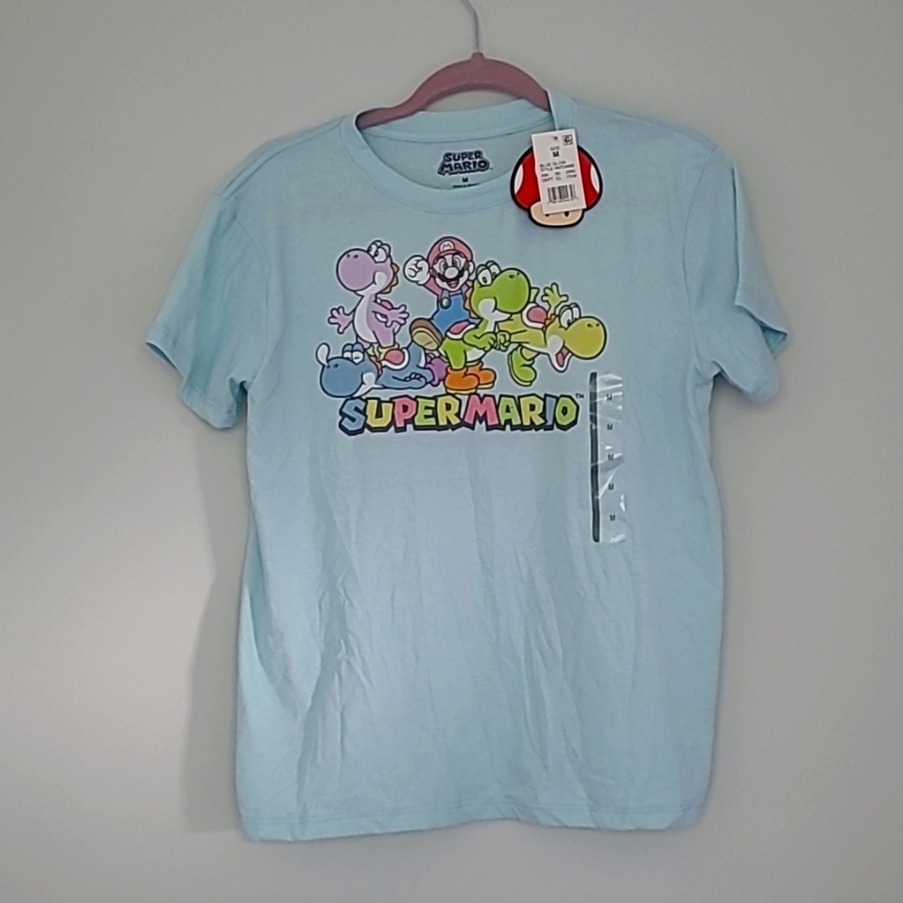 BRAND NEW WITH TAGS Nintendo Blue Short Sleeve Tee with Super Mario Graphic